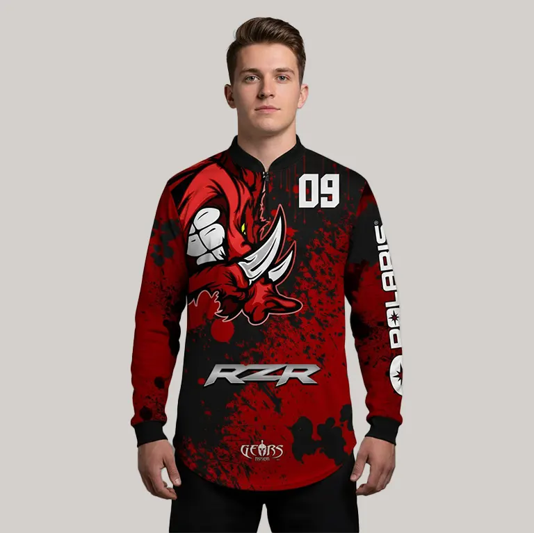 Jersey de ruta RZR Polaris Gears Armor con diseño sublimado premium y estilo personalizado para outdoor, off-road y aventura.